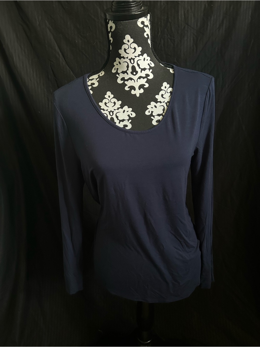 Soma Navy Scoop Neck Long Sleeve Top
